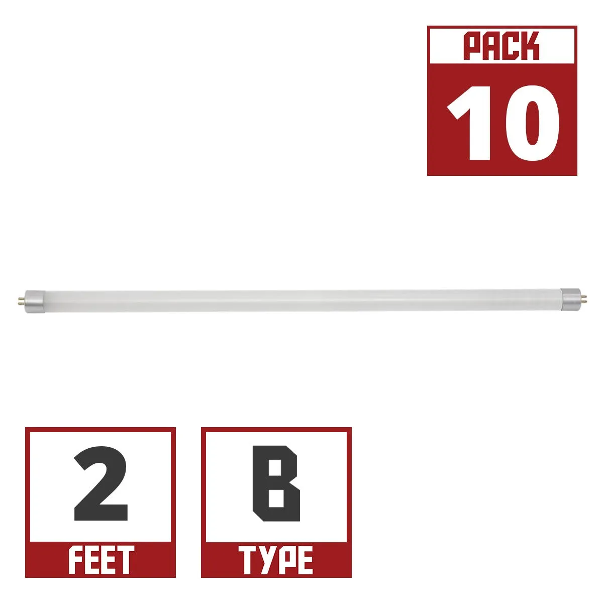 10 Pack - 21 Inch Mini T5 LED Tube, 7 Watts, 700 Lumens, 4000K, Ballast Bypass, Double End