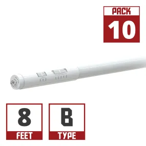 10 Pack - 8ft LED T8 Tube, 24W|32W|40W, 3000K to 6500K, Changeable Base R17D|FA8, Double End