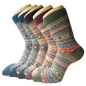 5 Pack Womens Wool Socks Winter Warm Socks Thick Knit Cabin Cozy Crew Soft Socks Hiking Athletic Socks Gifts for Women