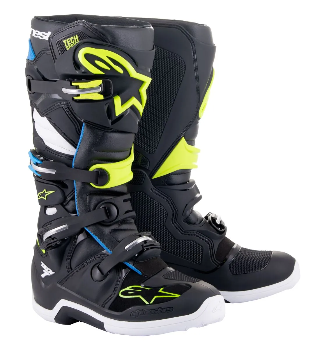 Alpinestars Tech 7 Motocross Boots Black Enamel Blue Yellow Fluo