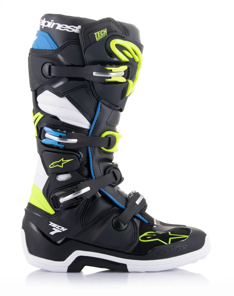 Alpinestars Tech 7 Motocross Boots Black Enamel Blue Yellow Fluo