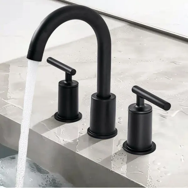 ANDY STAR  Bathroom Faucet 3 Hole, 360 Degree Swivel Spout Bathroom Sink Faucet with 2 Level Handle of Hot&Cold Water Control