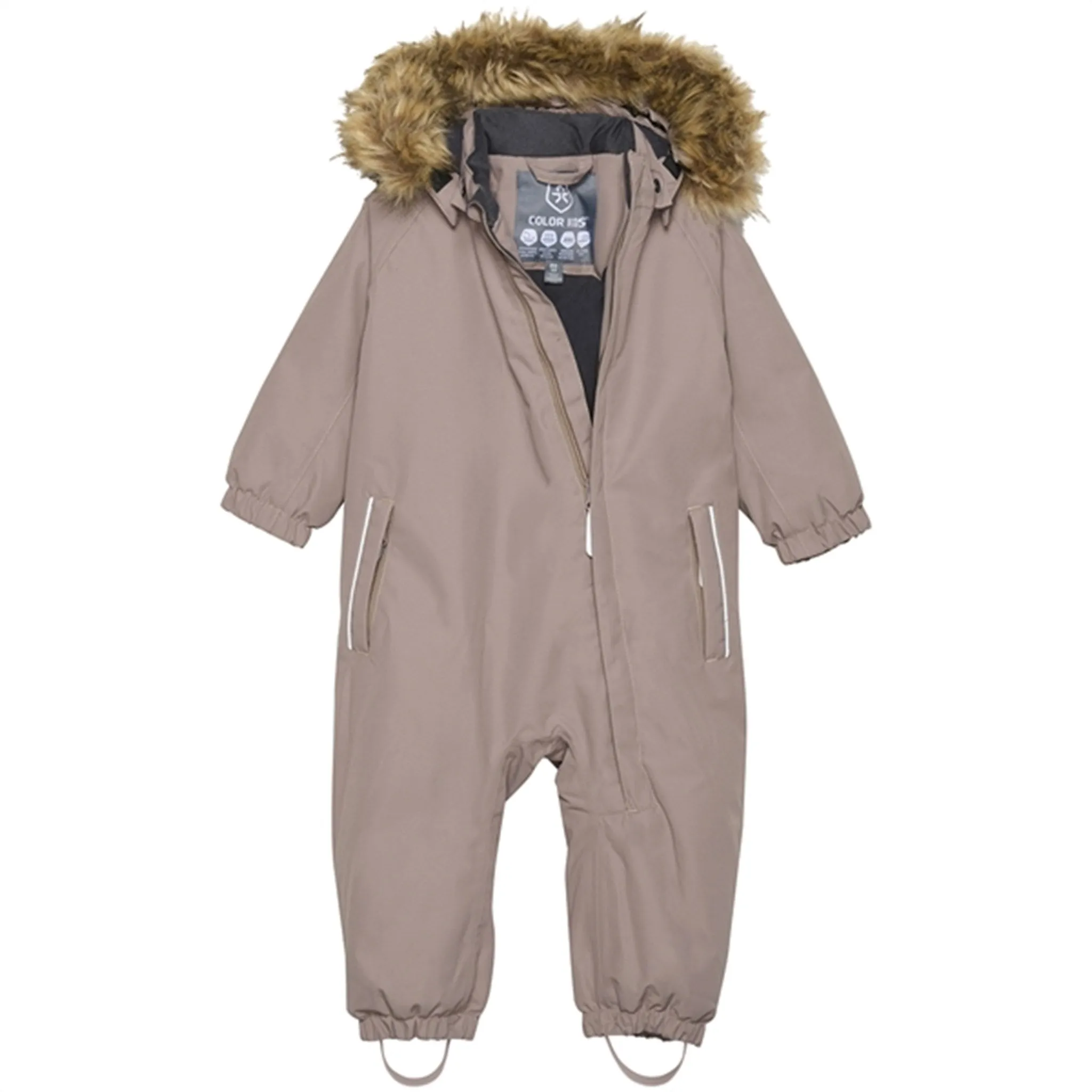 Color Kids Coverall w. Faux Fur Fossil