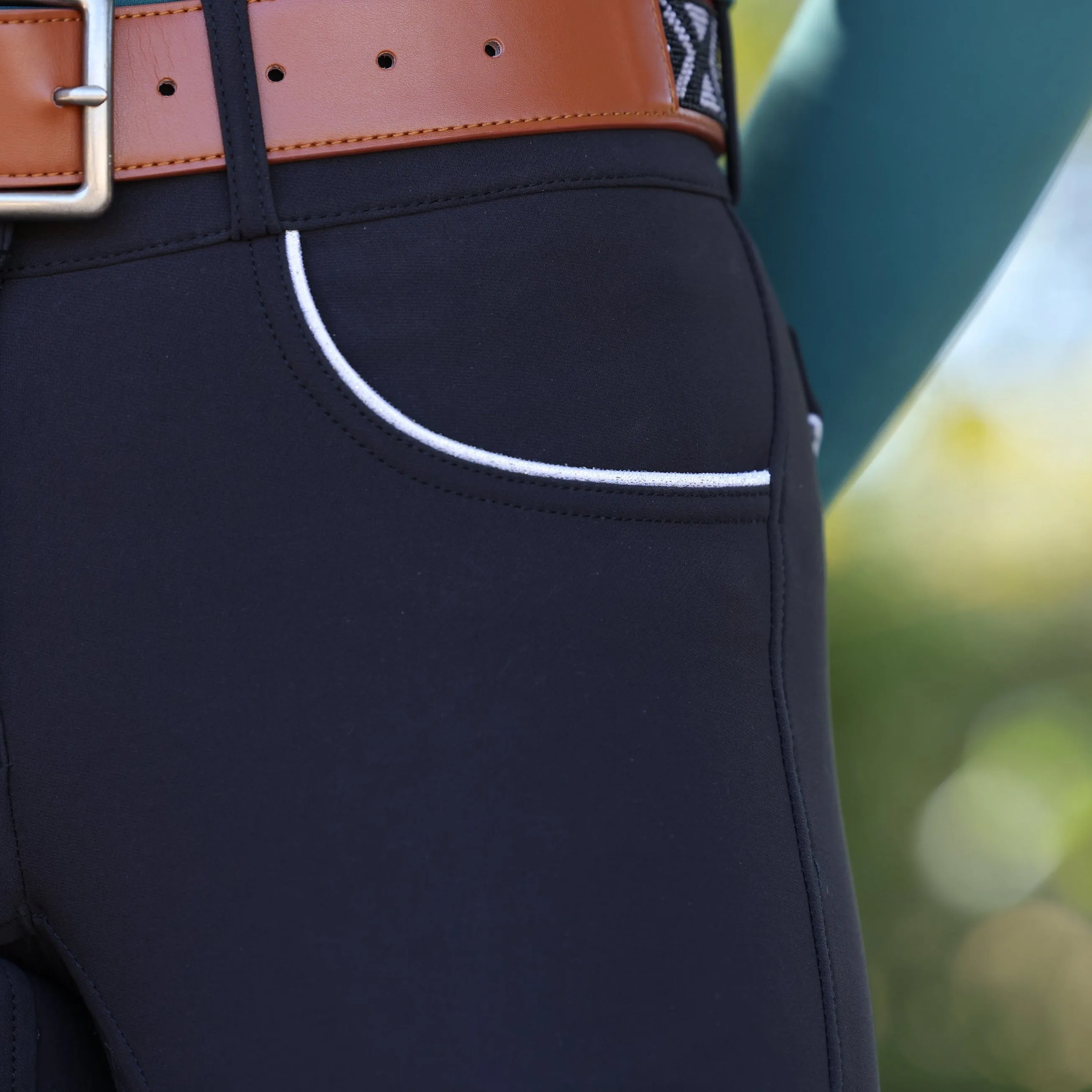 Evolution Full Seat Breeches - Black and Metallic Silver