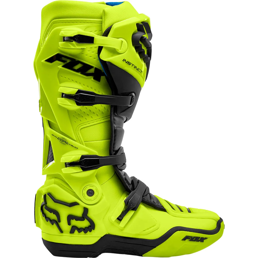 Fox Racing  Mens Flo Yellow Instinct Boots Outsole Grip Burn Guard Toe Box MotoX