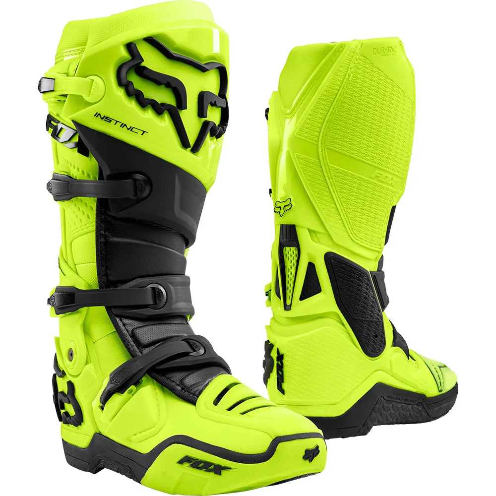 Fox Racing  Mens Flo Yellow Instinct Boots Outsole Grip Burn Guard Toe Box MotoX