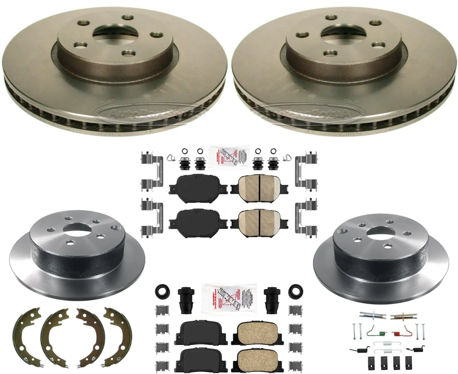 Frt & Rr Performance Carbon Brake Disc Rotors Brake Pads For 2005-2010 Scion Tc