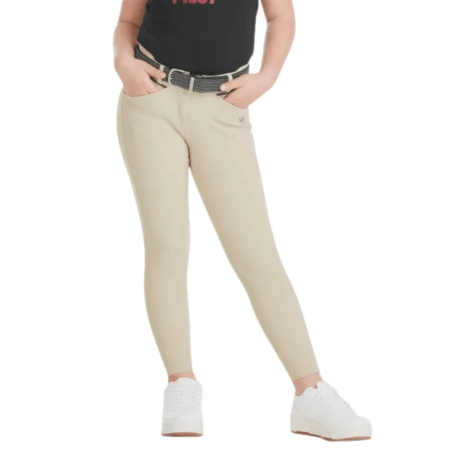 Horse Pilot X-Design Girls Knee Grip Breeches - Beige