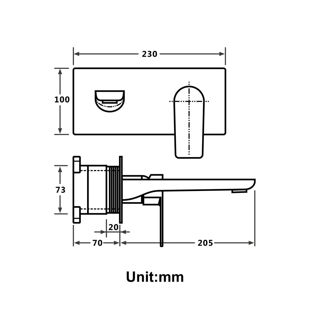 LORI | Bushed Gold Wall Mounted Bathroom Single Lever Bathroom Faucet Hot and Cold Basin Faucet Mixer