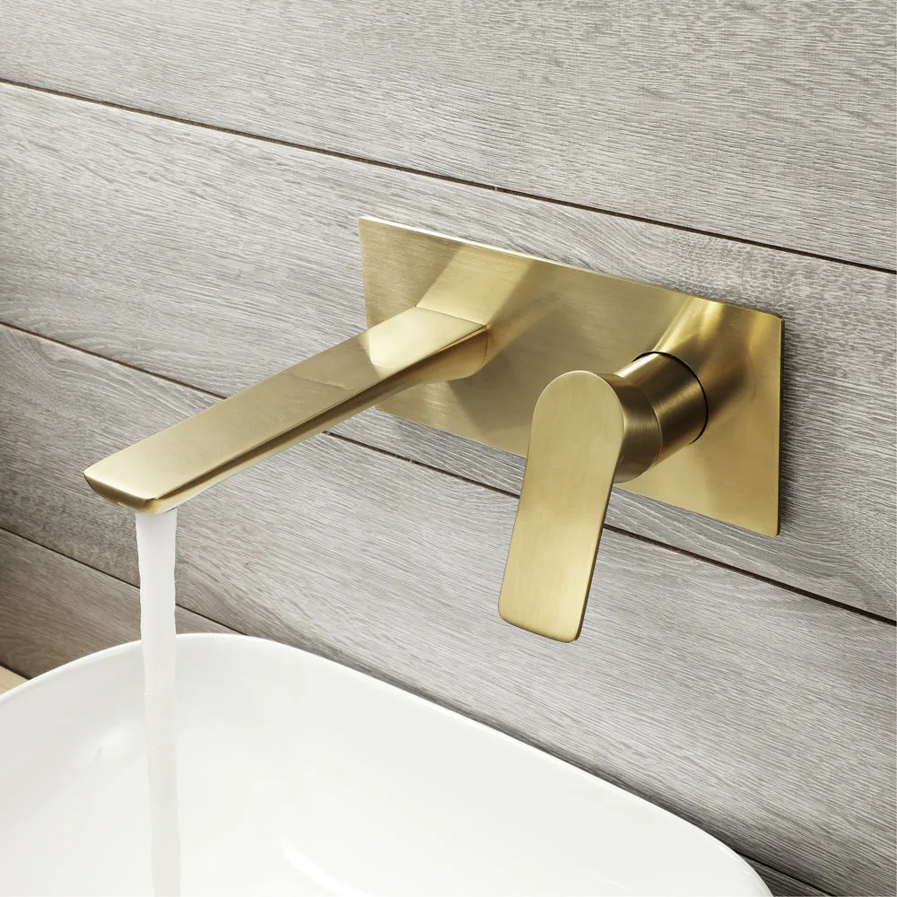 LORI | Bushed Gold Wall Mounted Bathroom Single Lever Bathroom Faucet Hot and Cold Basin Faucet Mixer