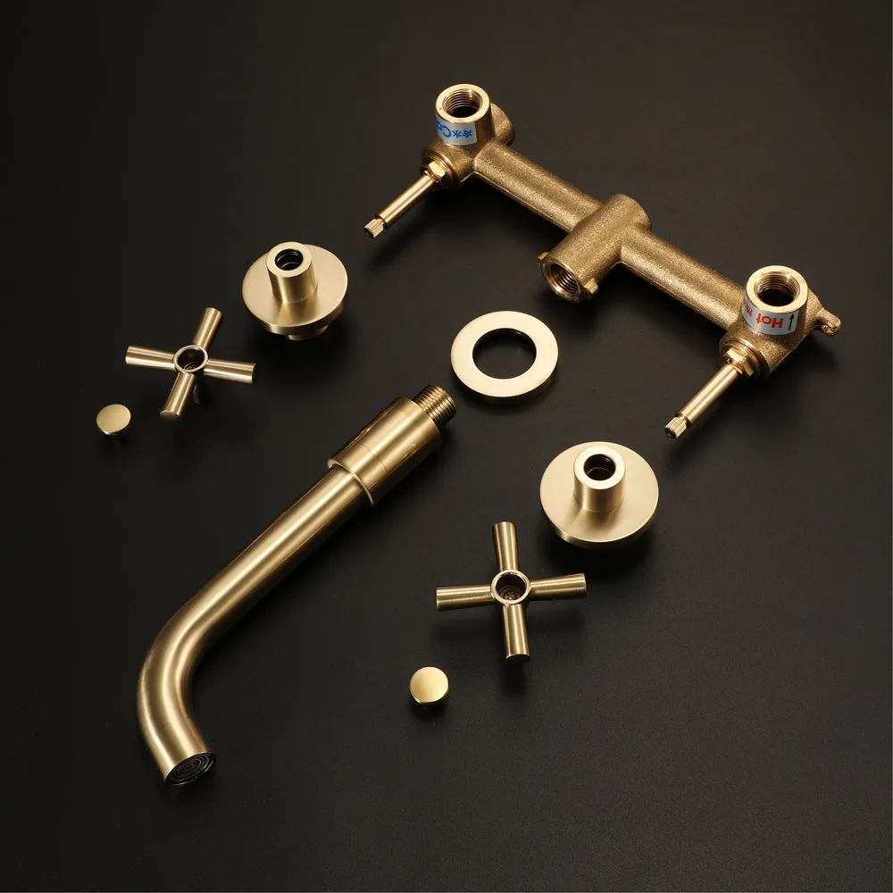 MAYA| Brushed Gold Wall mounted Bathroom Faucets Concealed Washing Basin Faucet