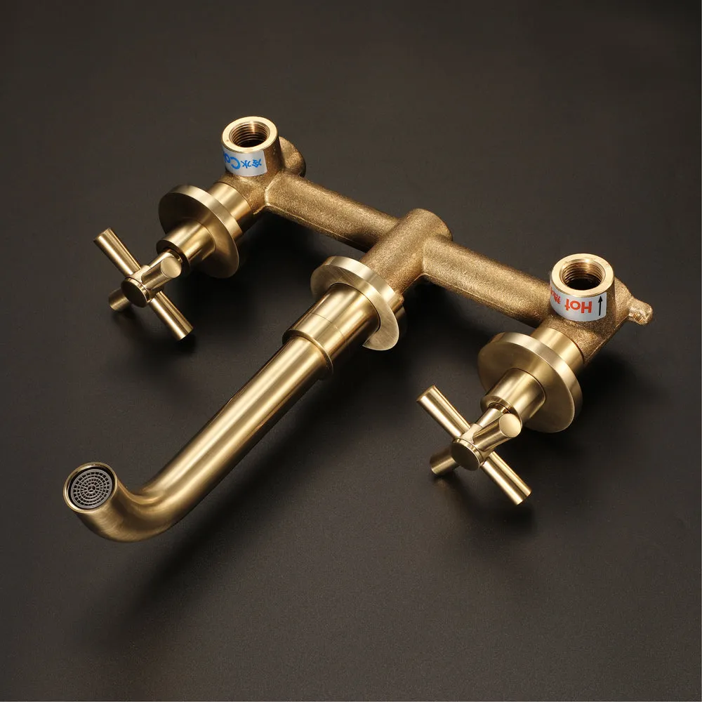 MAYA| Brushed Gold Wall mounted Bathroom Faucets Concealed Washing Basin Faucet