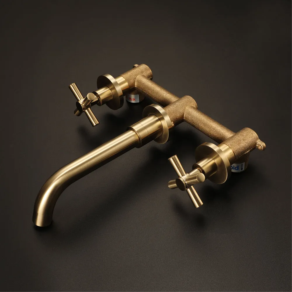 MAYA| Brushed Gold Wall mounted Bathroom Faucets Concealed Washing Basin Faucet