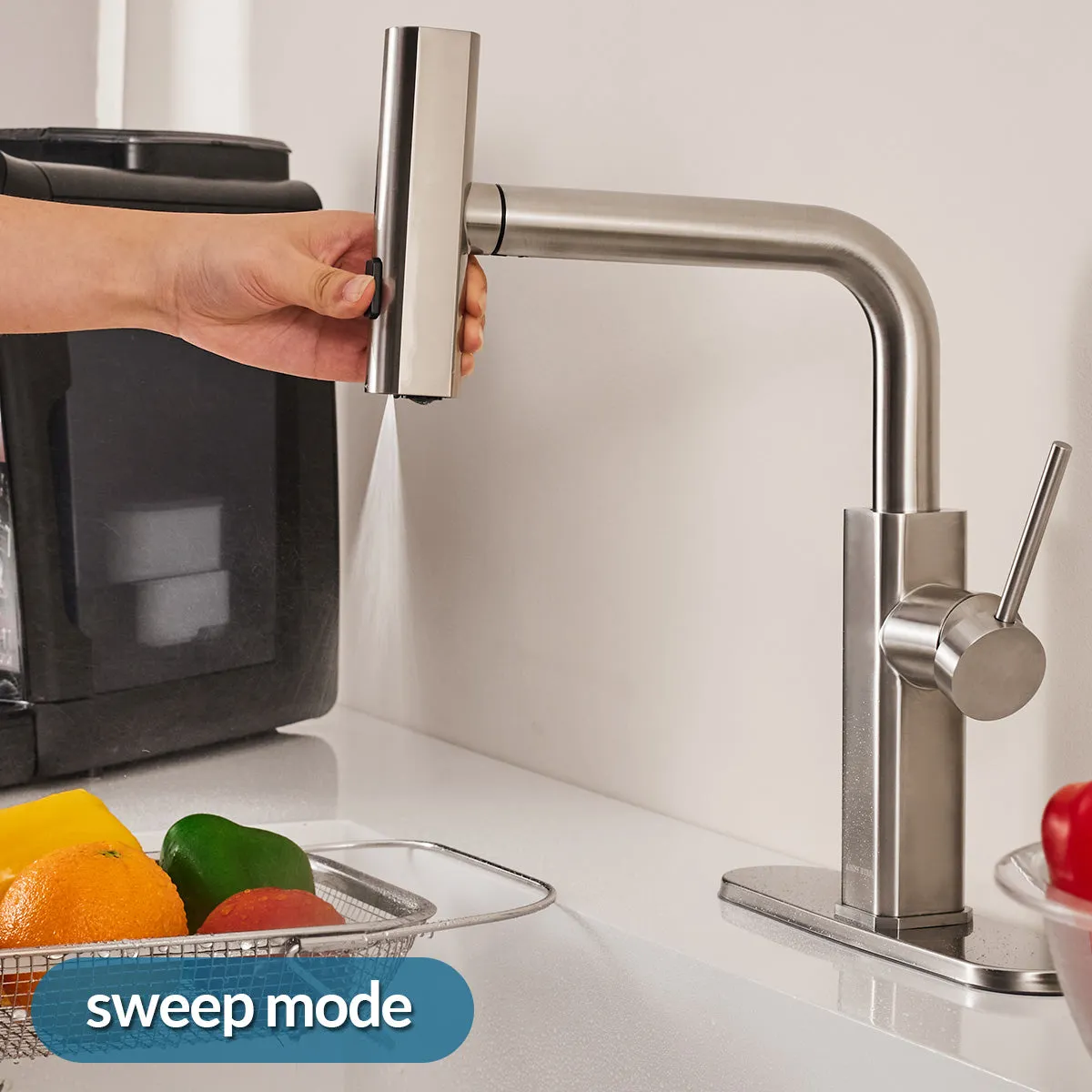 Modern Stainless Steel Kitchen Faucet with Pull-Out Sprayer 3 in 1 Flow Modes