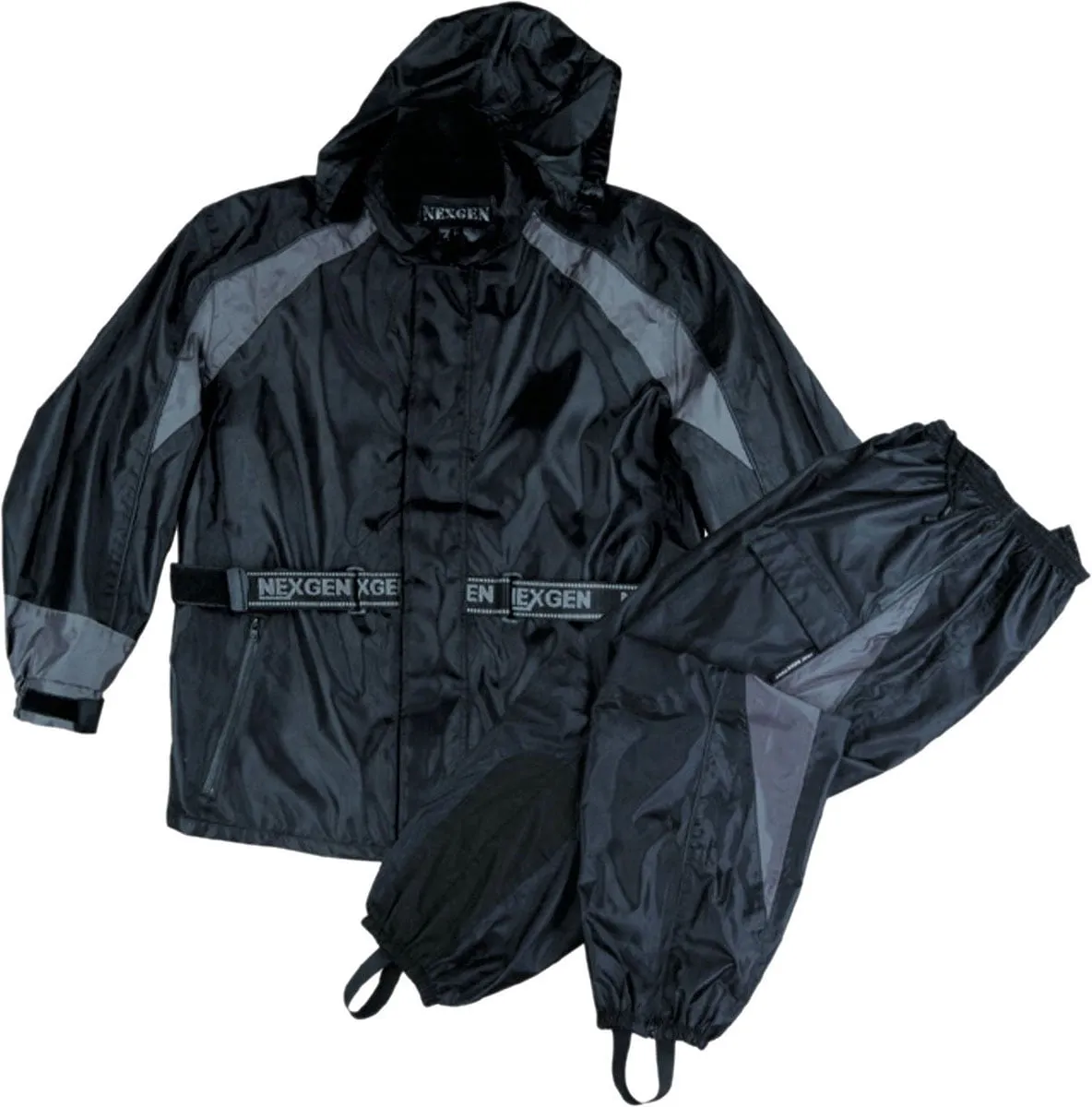 NexGen Ladies SH205001 Black and Grey Armored Hooded Water Proof Rain