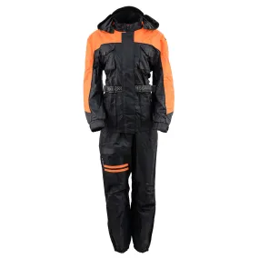 NexGen Ladies SH205101 Black and Orange Armored Hooded Water Proof Rain Suit