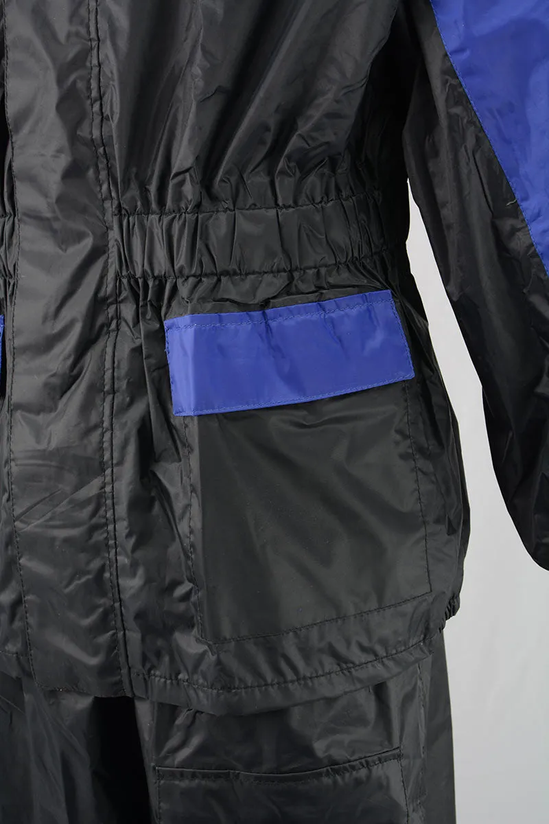 NexGen Ladies XS5001 Black and Blue Water Proof Rain Suit with Reflective Piping