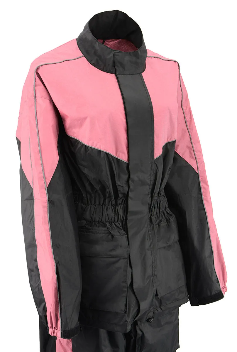 NexGen Ladies XS5001 Black and Pink Water Proof Rain Suit with Reflective Piping