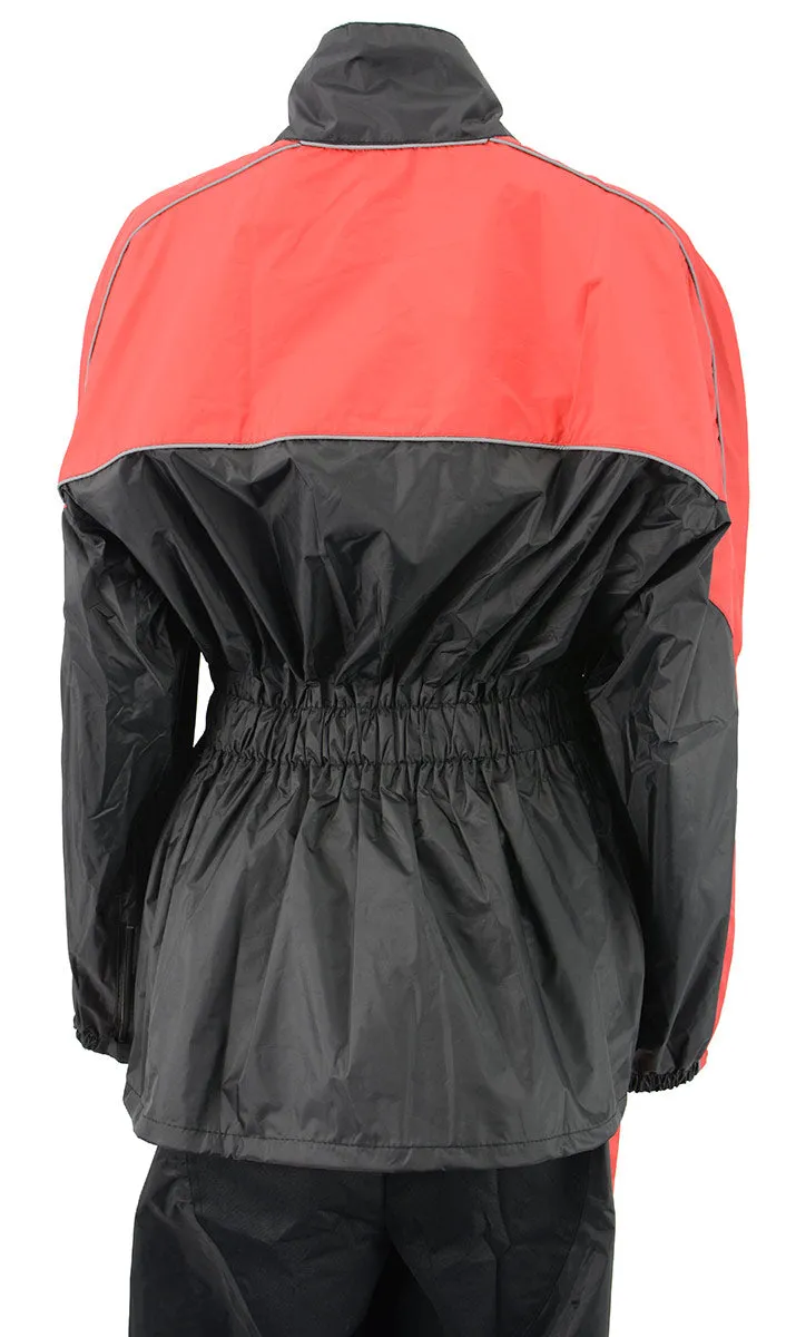 NexGen Ladies XS5001 Black and Red Water Proof Rain Suit with Reflective Piping