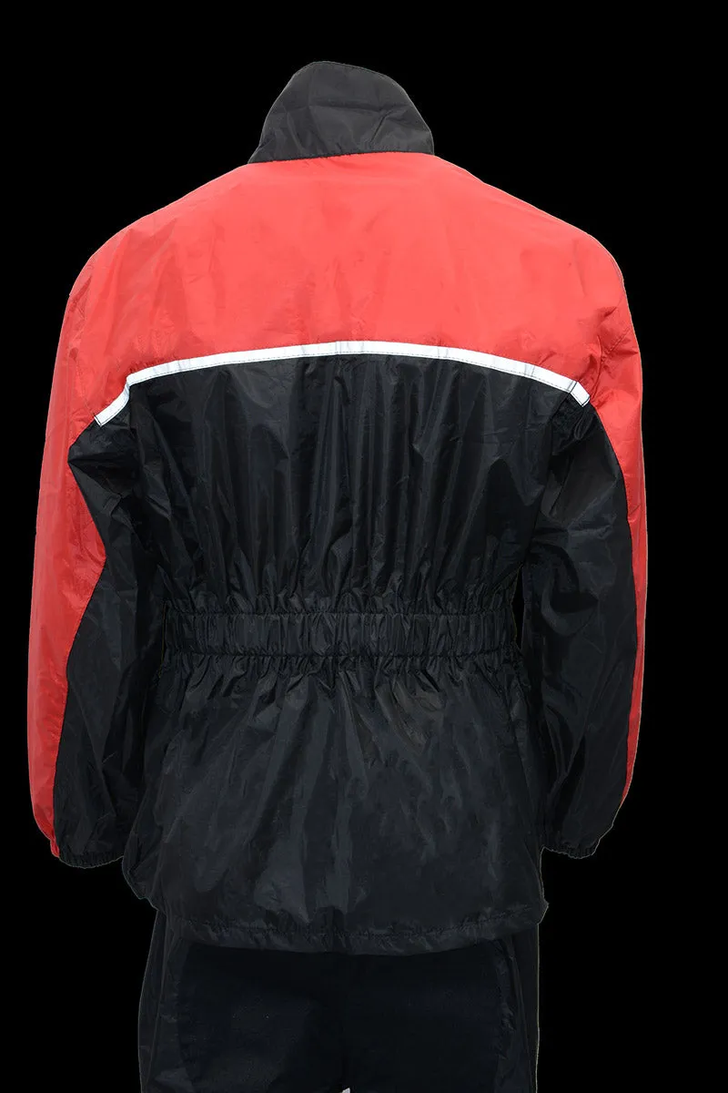 NexGen Ladies XS5031 Red and Black Water Proof Rain Suit with Cinch Sides