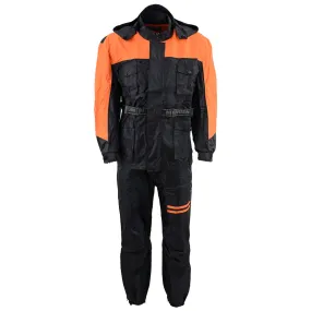 NexGen Men's SH2051 Black and Orange Hooded Water Proof Armored Rain