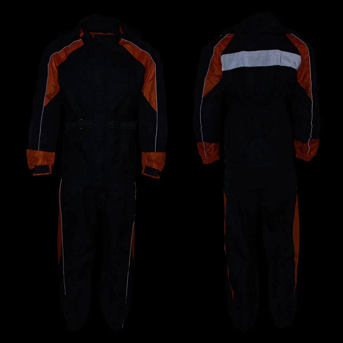 NexGen Men's SH2052 Black and Orange Hooded Water Proof Armored Rain