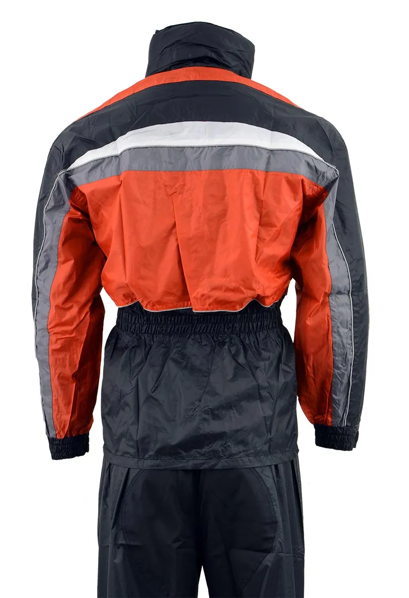 NexGen Men's SH2226 Black and Orange Hooded Water Proof Rain Suit