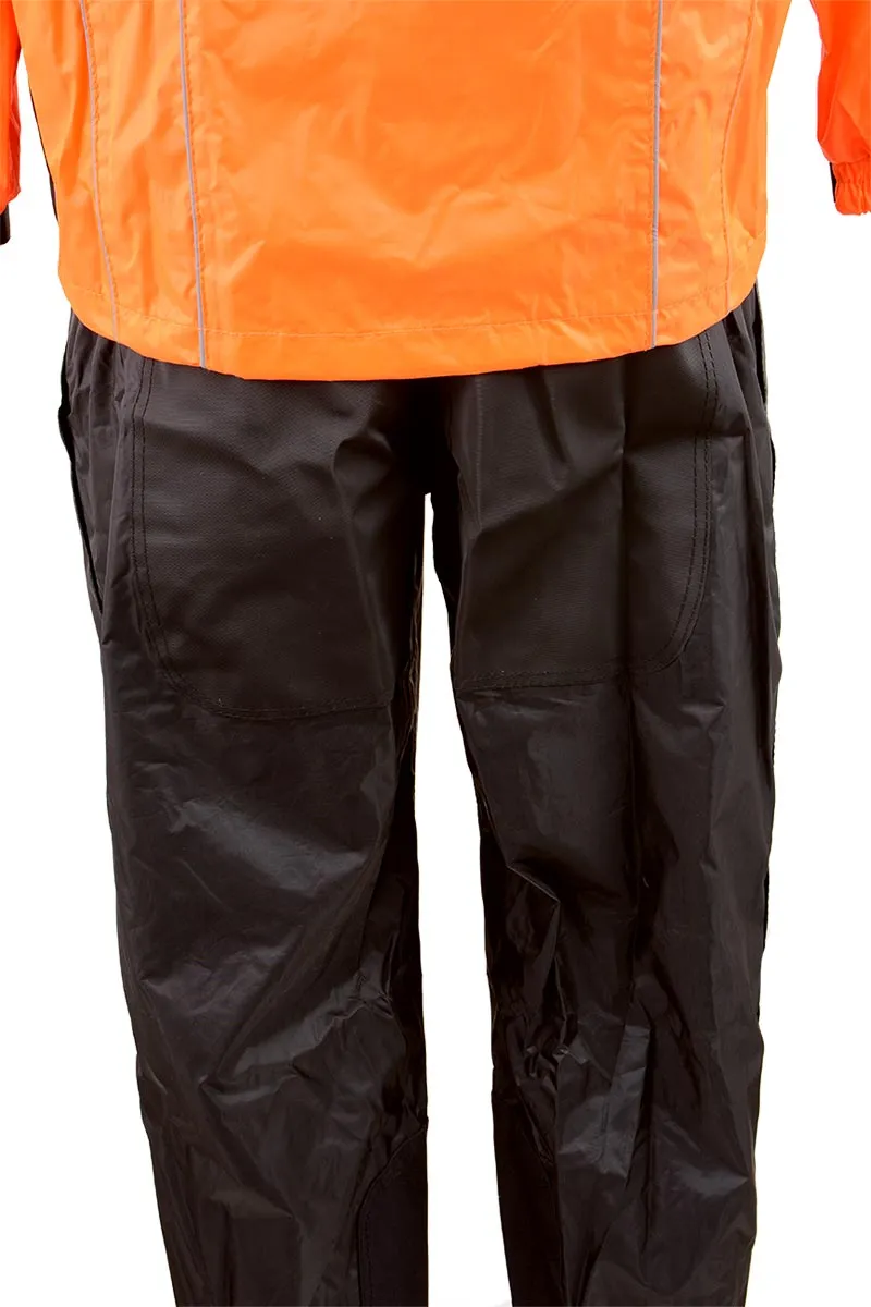 NexGen Men’s XS5020 Orange and Black Hooded Hi Visibility Water Proof Rain Suit with Reflective Piping