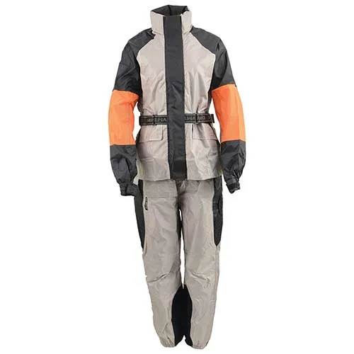 NexGen SH2217 Men's Orange and Silver Oxford Water-Resistant Rain Suit