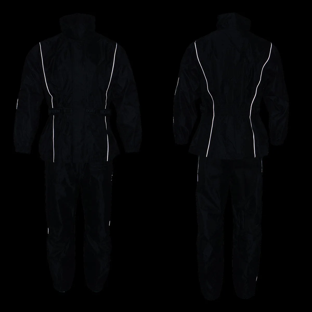 NexGen SH2225 Men's Black Waterproof Rain Suit with Reflective Piping