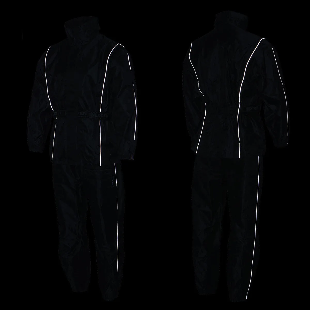 NexGen SH2225 Men's Black Waterproof Rain Suit with Reflective Piping