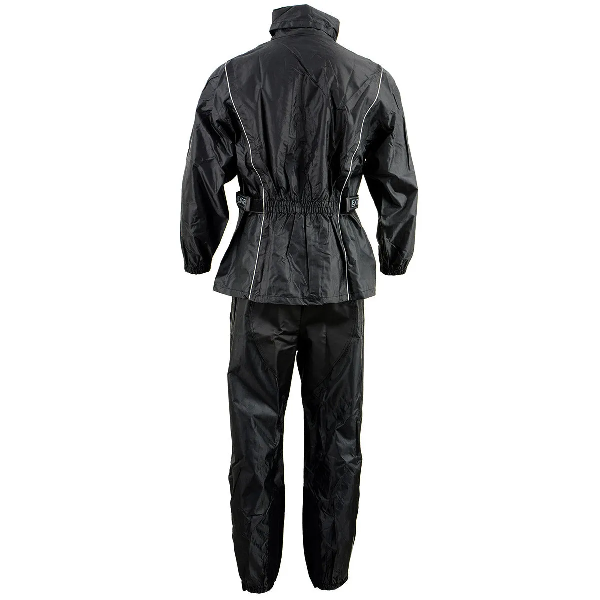 NexGen SH2225 Men's Black Waterproof Rain Suit with Reflective Piping