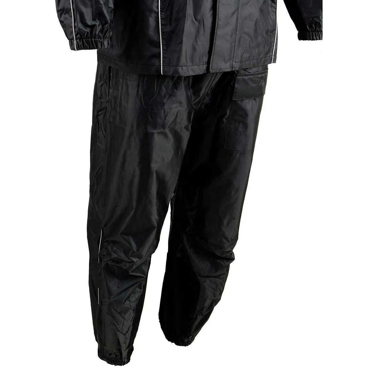 NexGen SH2225 Men's Black Waterproof Rain Suit with Reflective Piping