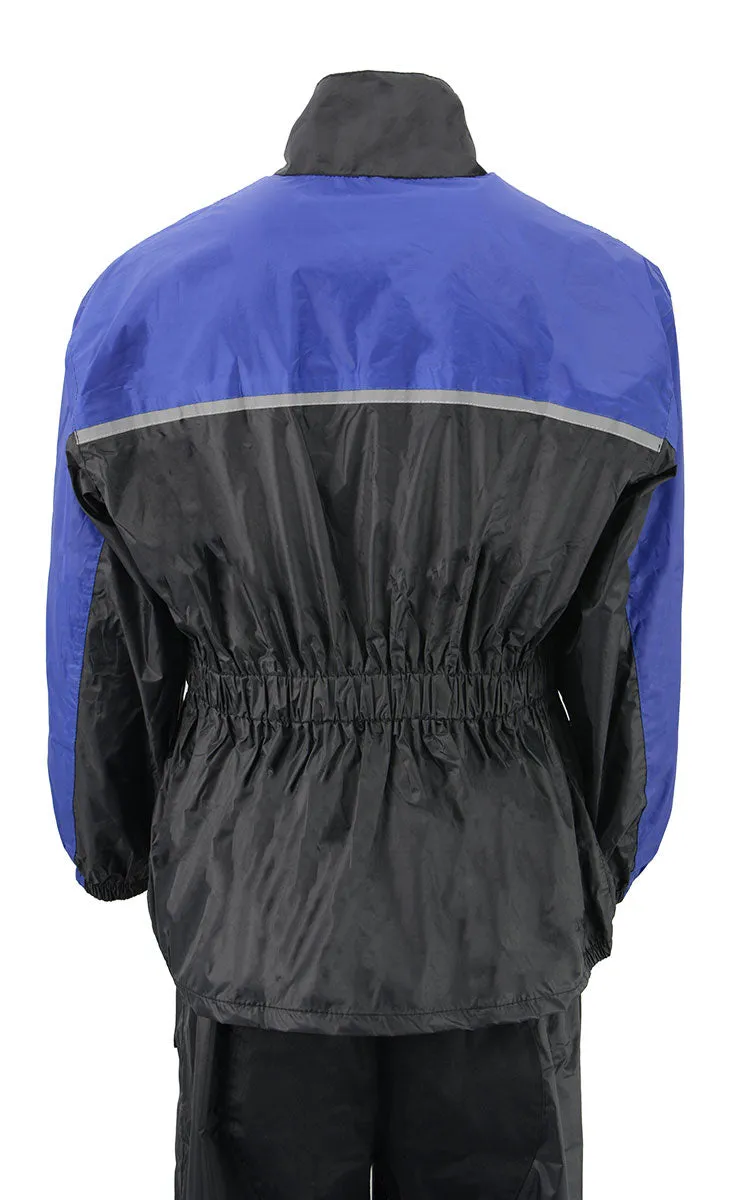 NexGen XS5031 Women's Blue and Black Water Proof Rain Suit with Cinch Sides