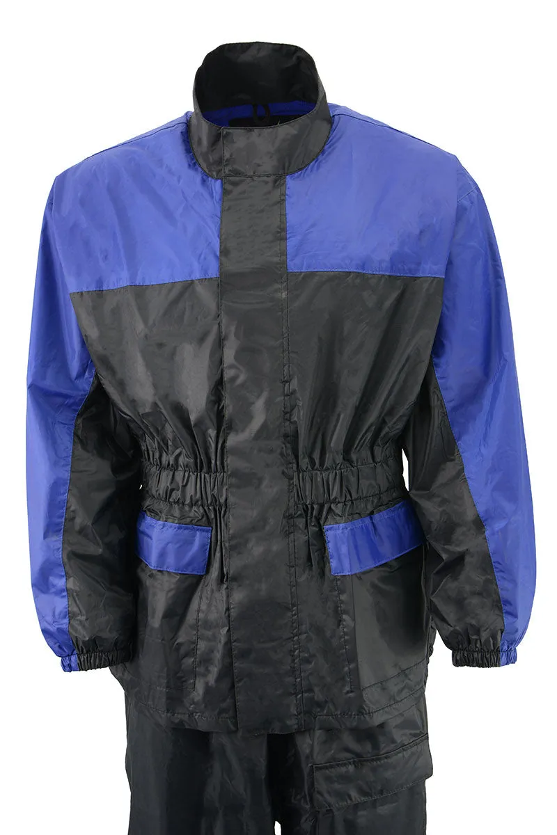 NexGen XS5031 Women's Blue and Black Water Proof Rain Suit with Cinch Sides