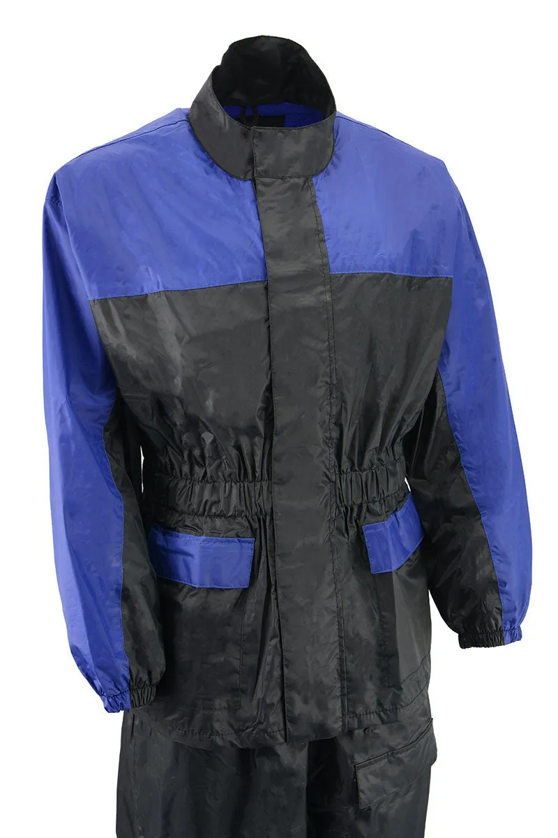 NexGen XS5031 Women's Blue and Black Water Proof Rain Suit with Cinch