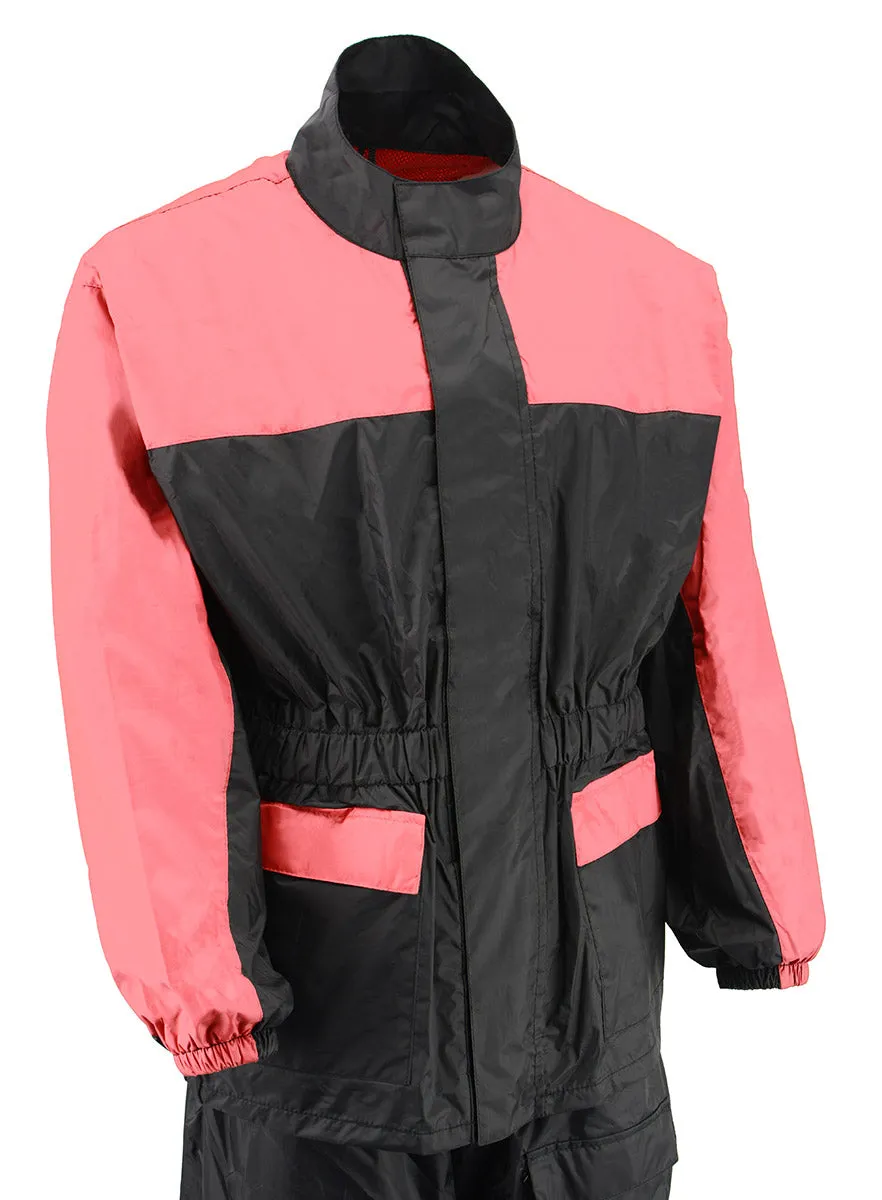 NexGen XS5031 Women's Pink and Black Water Proof Rain Suit with Cinch Sides