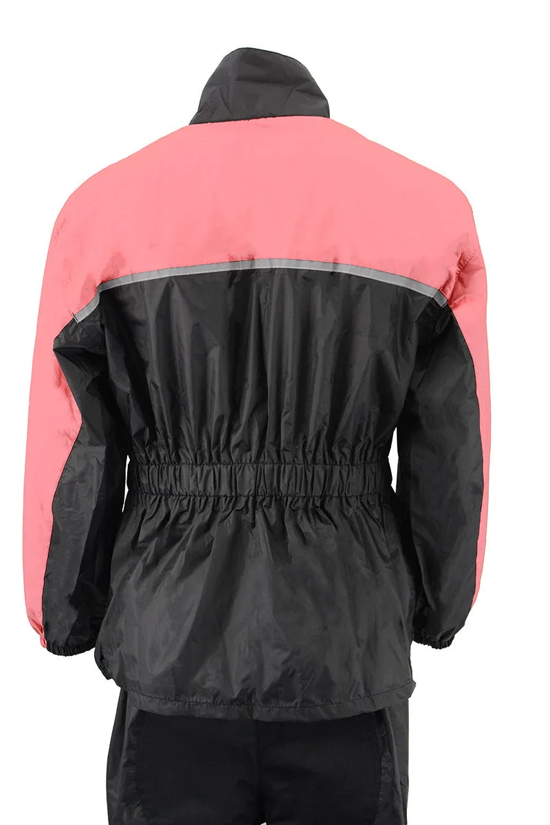 NexGen XS5031 Women's Pink and Black Water Proof Rain Suit with Cinch Sides