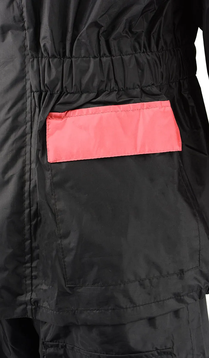 NexGen XS5031 Women's Pink and Black Water Proof Rain Suit with Cinch