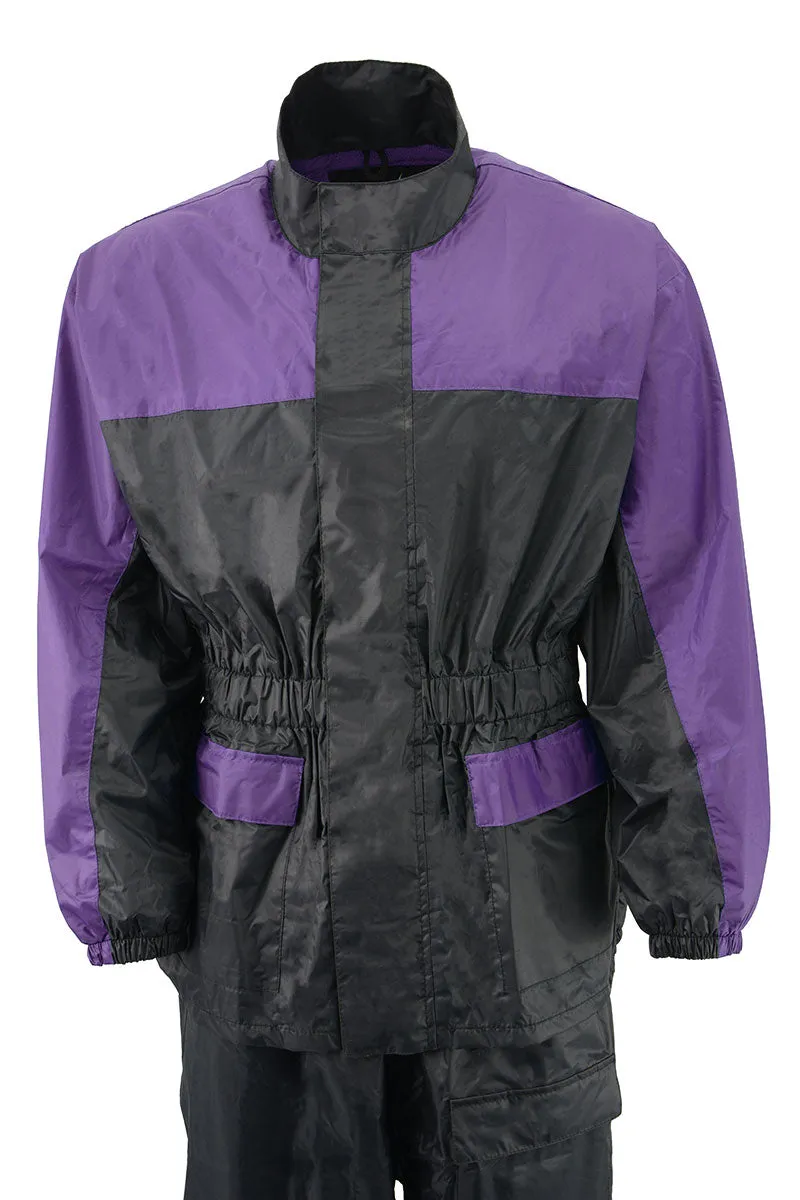 NexGen XS5031 Women's Purple and Black Water Proof Rain Suit with Cinch Sides