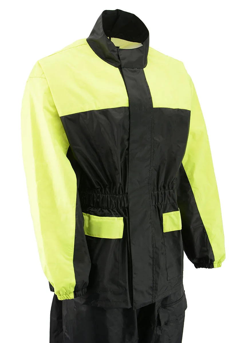 NexGen XS5031 Women's Yellow and Black Hi-Viz Water Proof Rain Suit with Cinch Sides