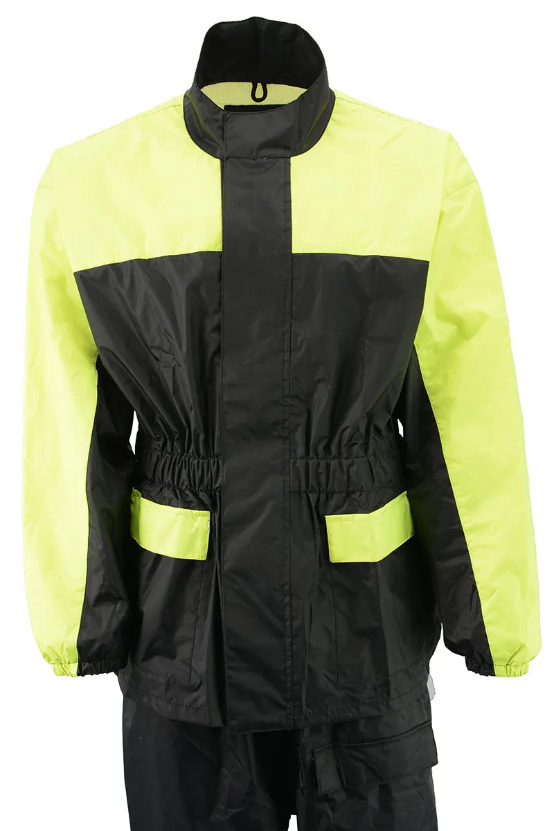 NexGen XS5031 Women's Yellow and Black Hi-Viz Water Proof Rain Suit with Cinch Sides