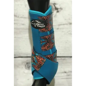 Ortho Equine Front Teal Aztec II Complete Comfort Splint Boots