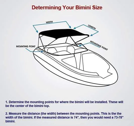 Premium 3-Bow Boat Bimini Top Cover