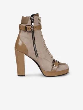 RANGERS high heel ankle boots in sand leather