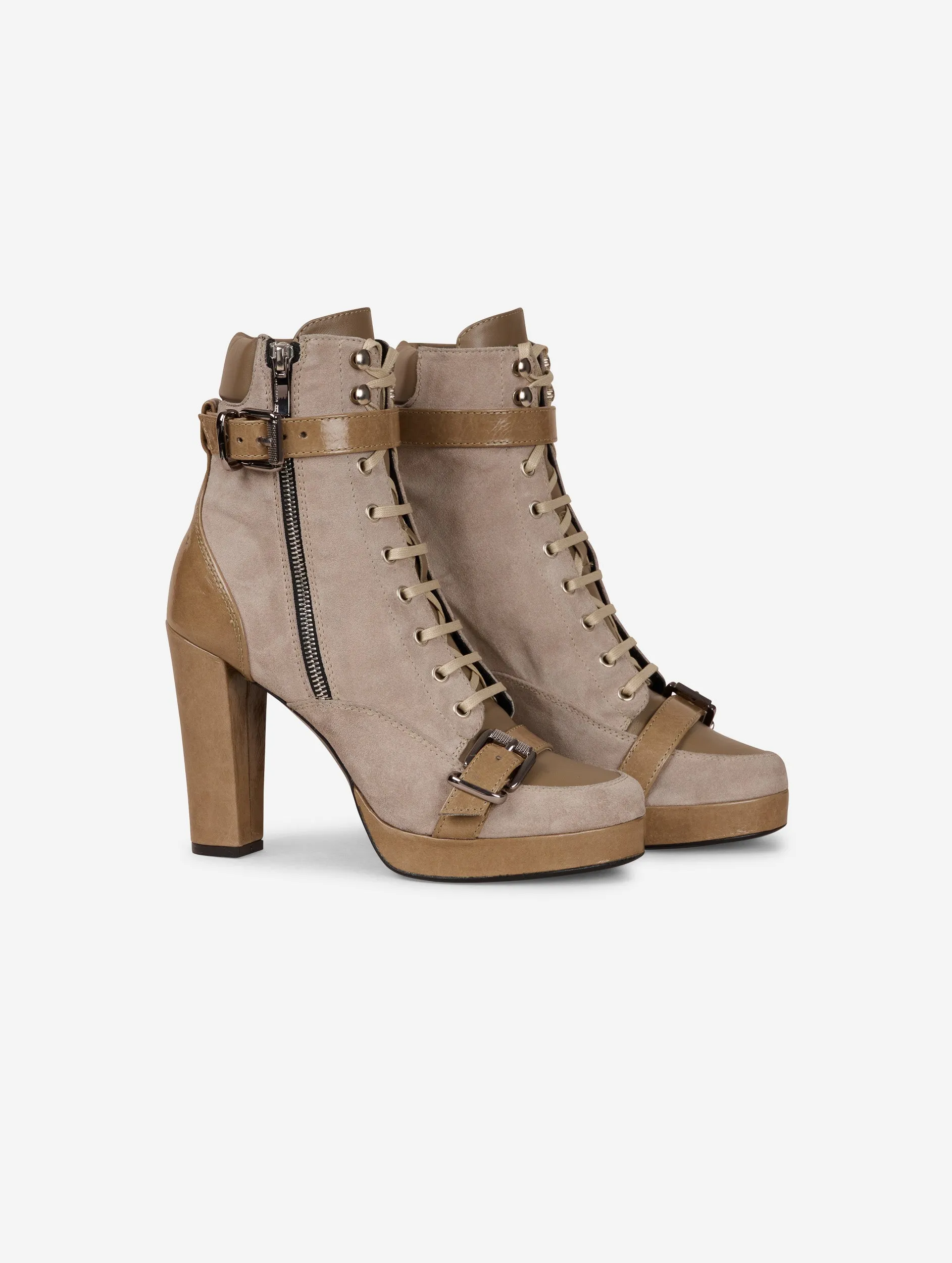 RANGERS high heel ankle boots in sand leather