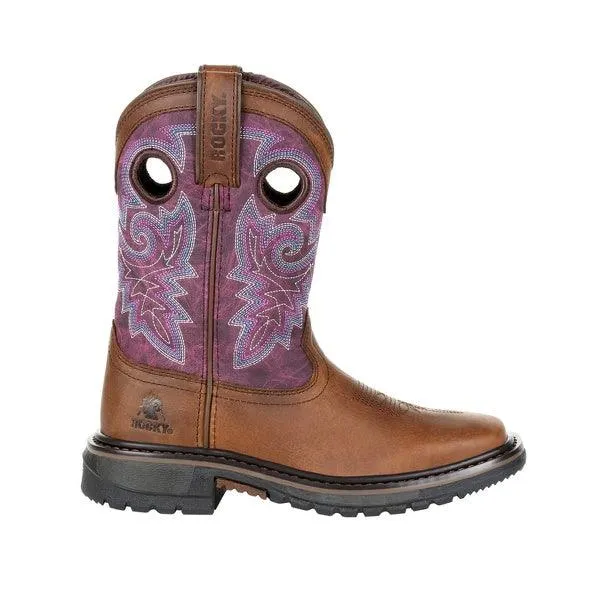 Rocky Children’s and Youth Original Ride Brown & Purple Western Boots RKW0302