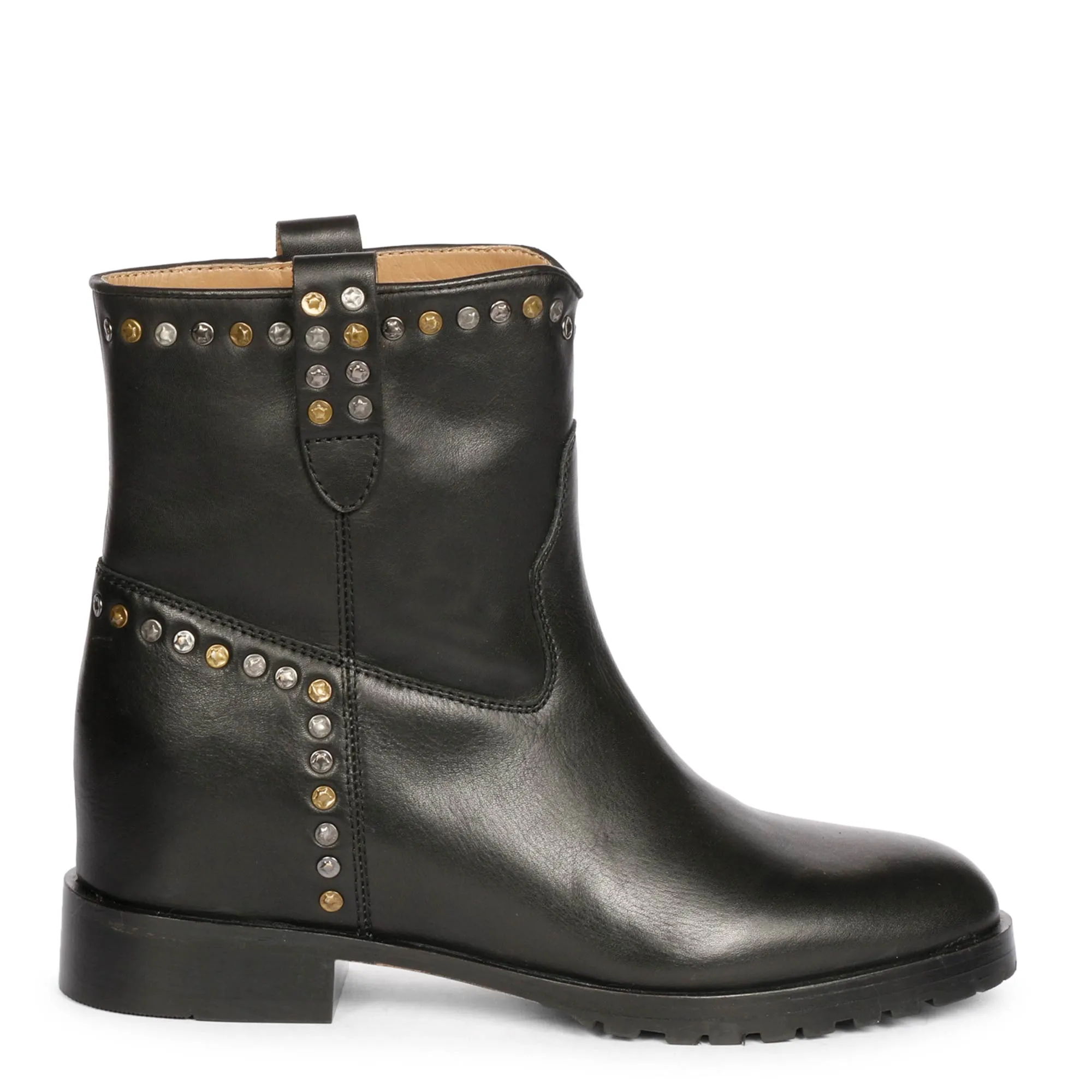 Saint Noemi Black Leather Ankle Boots