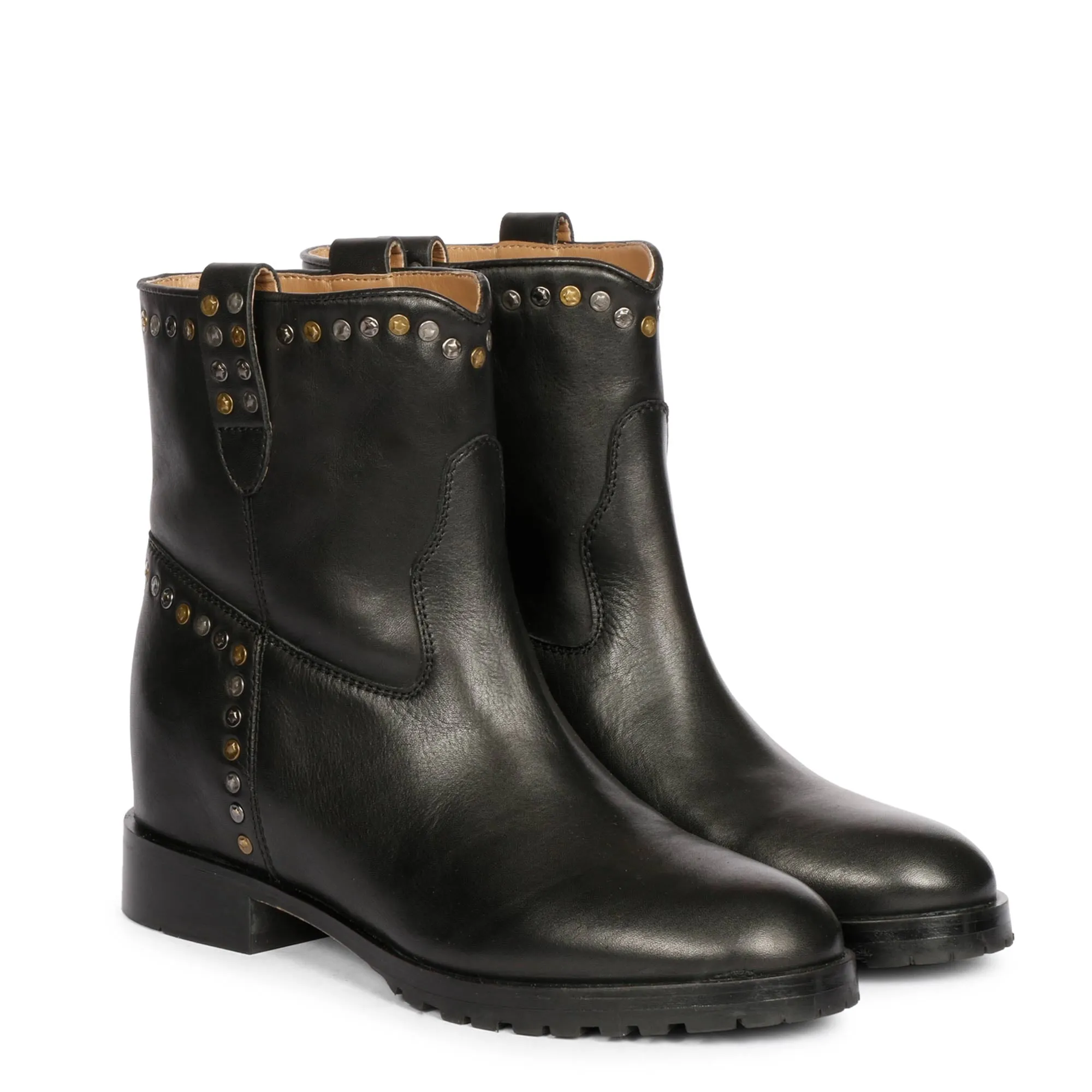 Saint Noemi Black Leather Ankle Boots