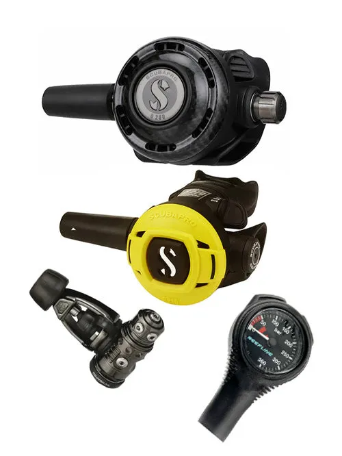 Scubapro Regulator Set: MK19 Evo Black Tech (Din or Yoke)   G260 Carbon   Octopus   Free SPG